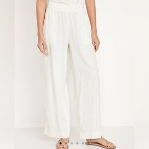 High-Waisted Linen Blend Wide Leg Pants NWOT